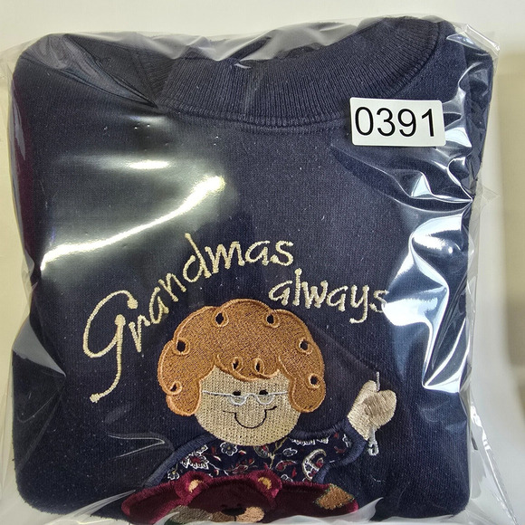 MC Energy Sportswear VTG Grandmans always patch‎ things up Size XL Sweater Blue - Picture 11 of 11